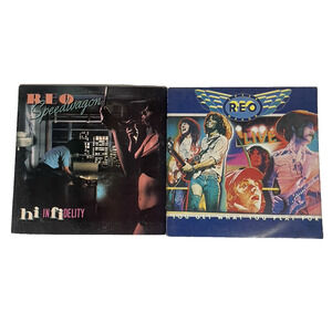 REO Speedwagon Vinyl Record Albums x2: Hi Infidelity, Live You Get What You Play